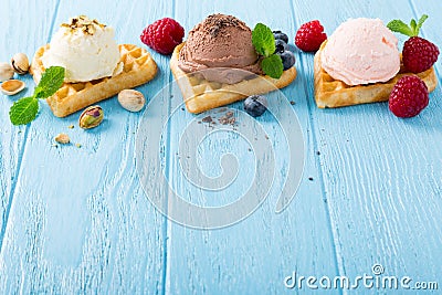 Waffles with ice cream Stock Photo