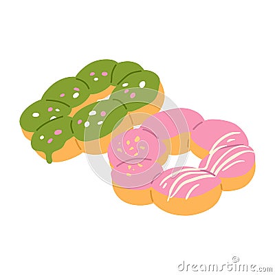 Waffles mochi donuts illustration Vector Illustration
