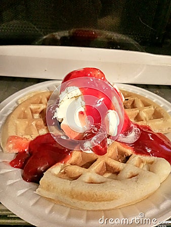 Waffles strawberry Stock Photo