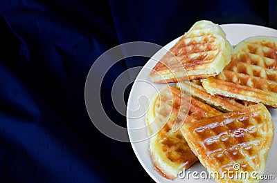 Waffles on a white plate Stock Photo
