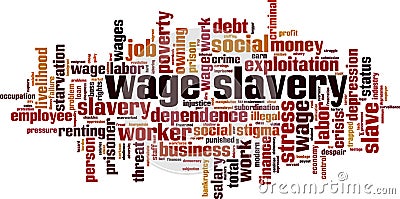 Wage slavery word cloud Vector Illustration