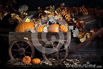 Wagon with Pumpkins Stock Photo