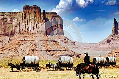 Wagon train Stock Photo