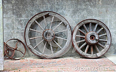 Wagon wheels from the past Stock Photo