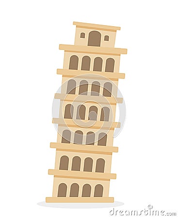 Leaning Tower of Pisa. famous landmark Vector Illustration
