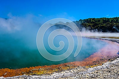 Wai-O-Tapu is an active geothermal area, Rotorua, New Zealand. Editorial Stock Photo