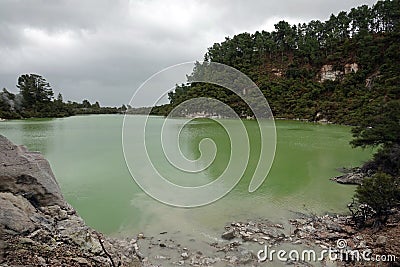 Wai-O-Tapu Lake Ngakoro in Rotorua, New Zealand Stock Photo