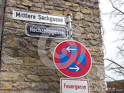 Street sign - mittlere Sackgasse - Waiblingen Stock Photo