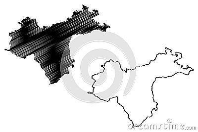Waidhofen an der Ybbs city and district (Republic of Austria or Ã–sterreich, Lower Austria state) Vector Illustration