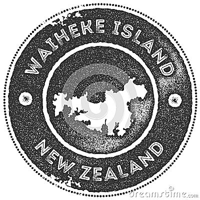 Waiheke Island map vintage stamp. Vector Illustration