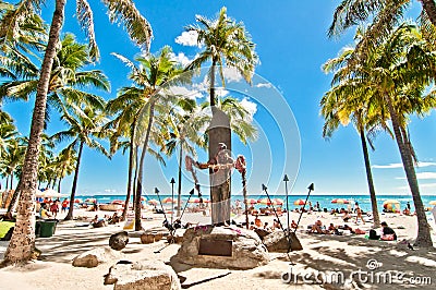 Waikiki beach in Honolulu, Hawaii Editorial Stock Photo