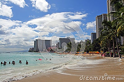 Waikiki Beach, Honolulu, Oahu, Hawaii Editorial Stock Photo