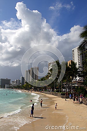Waikiki Beach, Honolulu, Oahu, Hawaii Editorial Stock Photo