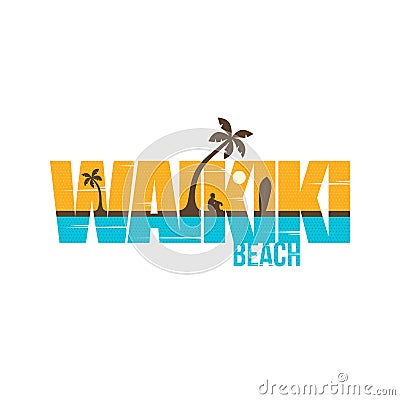 Waikiki summer holidays beach sign symbol Stock Photo