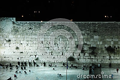 The Wailing Wall in Jerusalem at Night Stock Photo