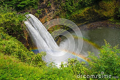 Wailua Falls. Waterfall on Kauai Island, Hawaii Stock Photo