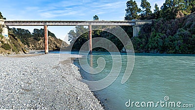 Waimakariri river flowing through the rural Gorge in the Canterbury REgion of New Zealand Stock Photo