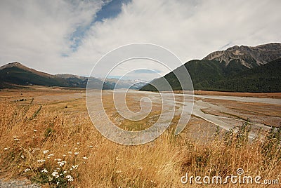 Waimakariri river valley Stock Photo