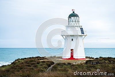 Waipapa point, the lighthouse, ocean and cloudy. I Stock Photo