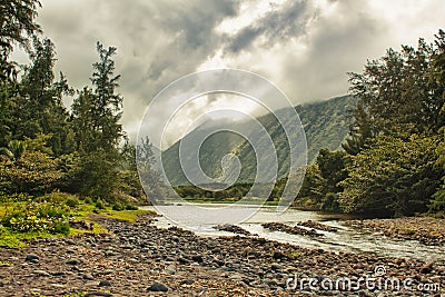 Waipio valley in Hawaii Stock Photo