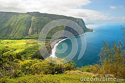 Waipio valley lookout on Hawaii Big Island Stock Photo