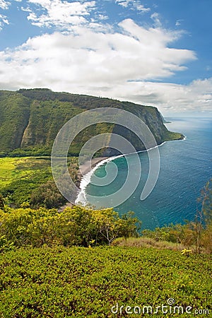 Waipio valley lookout sign on Hawaii Big Island Stock Photo