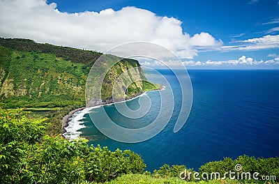 Waipio Valley View on Big Island Hawaii Stock Photo