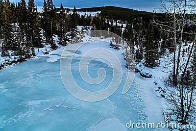 Waiprous creek in winter, Waiprous Provincial Recreation Area, Alberta, Canada Stock Photo