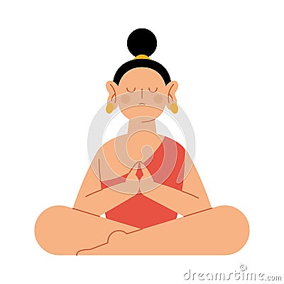 waisak buddha meditation Cartoon Illustration