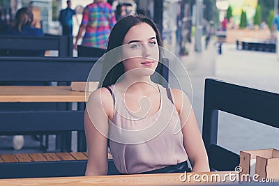 Dreamy lady looking away Stock Photo