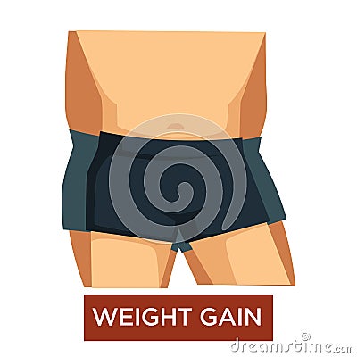 Wait gain overeating overweight obesity isolated male body Vector Illustration