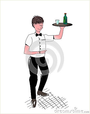 Waiter Cartoon Illustration