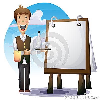 Waiter cartoon with separated layers Vector Illustration