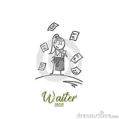 Waiter concept. Hand drawn isolated vector Vector Illustration