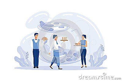 Waiter concept. Restaurant staff in the uniform, catering service. Vector Illustration