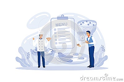 Waiter concept. Restaurant staff in the uniform, catering service. Vector Illustration