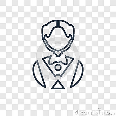 Waiter concept vector linear icon on transparent backgr Vector Illustration