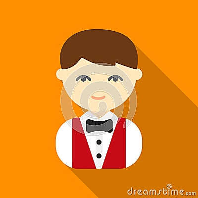 Waiter flat icon. Illustration for web and mobile design. Vector Illustration