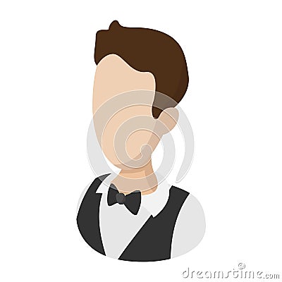 Waiter garcon cartoon illustration Vector Illustration