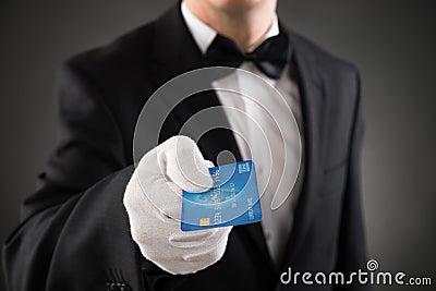 Waiter Giving Credit Card Stock Photo