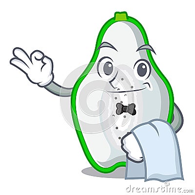 Waiter green papaya isolated in the mascot Vector Illustration