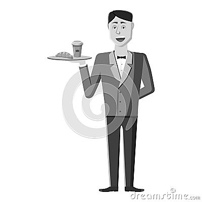 Waiter icon, gray monochrome style Vector Illustration