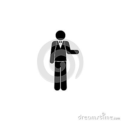 Waiter icon, stick figure man pictogram, human silhouette isolated Vector Illustration