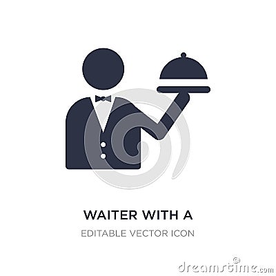 waiter with a roast chicken icon on white background. Simple element illustration from Food concept Vector Illustration