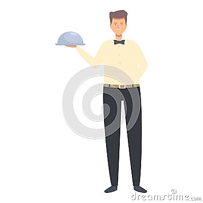 Waiter teenager first job icon cartoon vector. Food restaurant work Vector Illustration