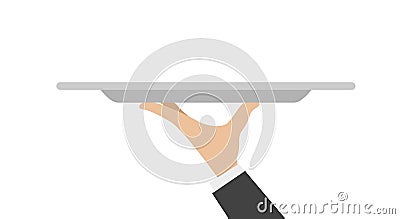 Waiter tray with hand Vector Illustration