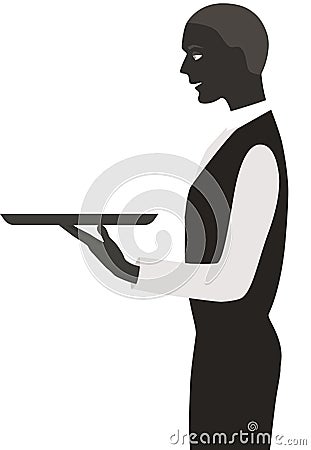 Waiter with a tray Vector Illustration