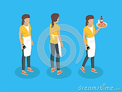 Waiter in uniform, working concept vector icons Vector Illustration