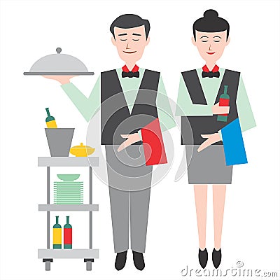 Waiters couple Vector Illustration