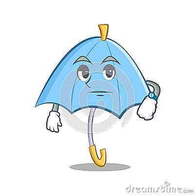 Waiting blue umbrella character cartoon Vector Illustration